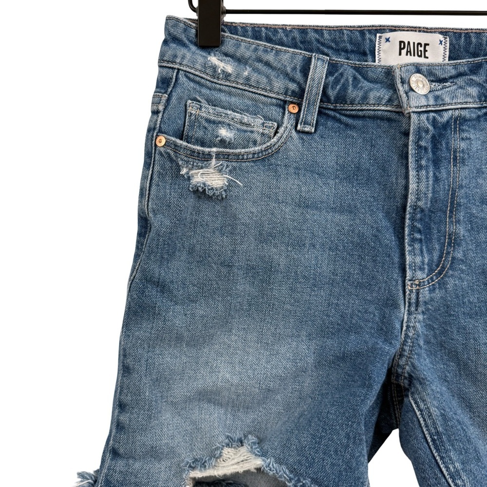 PAIGE Distressed Blue Jean Shorts - Picture 2 of 8